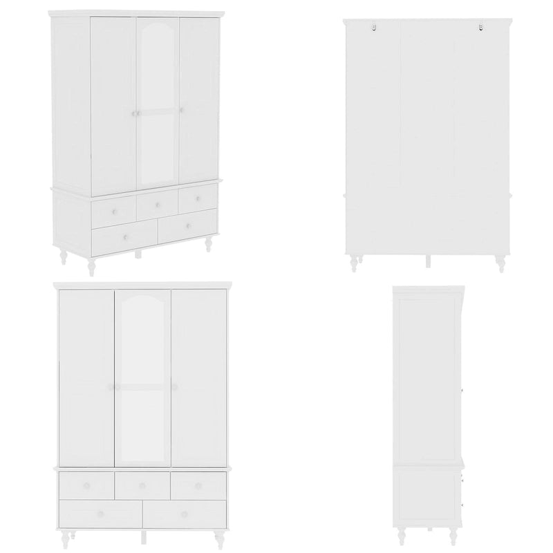 White & Dark Brown Sliding Door Wardrobe with Mirror, 70.9" Tall, 1-2 Person