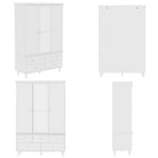 White & Dark Brown Sliding Door Wardrobe with Mirror, 70.9" Tall, 1-2 Person
