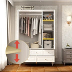 White & Dark Brown Sliding Door Wardrobe with Mirror, 70.9" Tall, 1-2 Person
