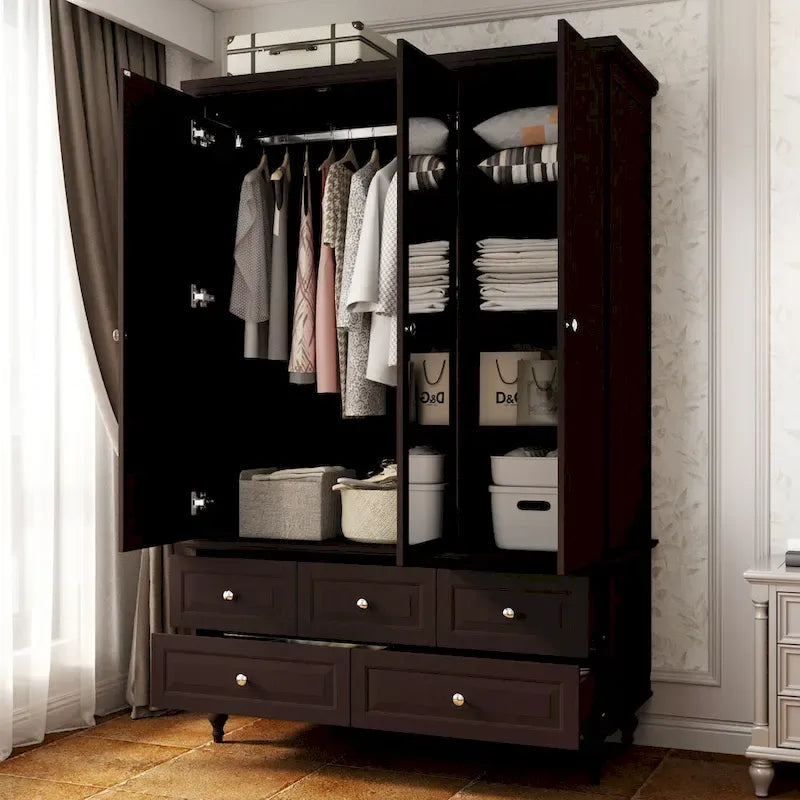 White & Dark Brown Sliding Door Wardrobe with Mirror, 70.9" Tall, 1-2 Person