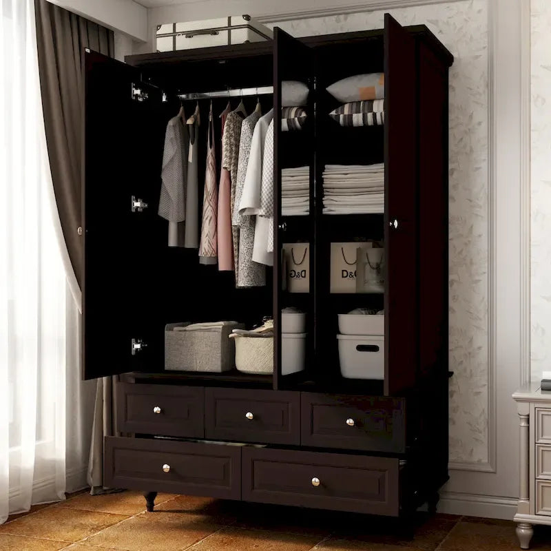 White & Dark Brown Sliding Door Wardrobe with Mirror, 70.9" Tall, 1-2 Person