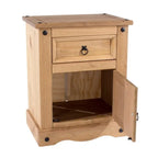 Grey / Brown Solid Pine Nightstand – 1 Door & 1 Drawer
