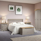 Grey / Brown Solid Pine Nightstand – 1 Door & 1 Drawer