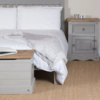 Grey / Brown Solid Pine Nightstand – 1 Door & 1 Drawer