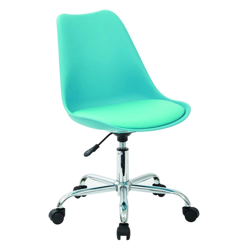 Swivel Office Chair with Fabric Seat – Single, Green / Teal / Red / White / Purple
