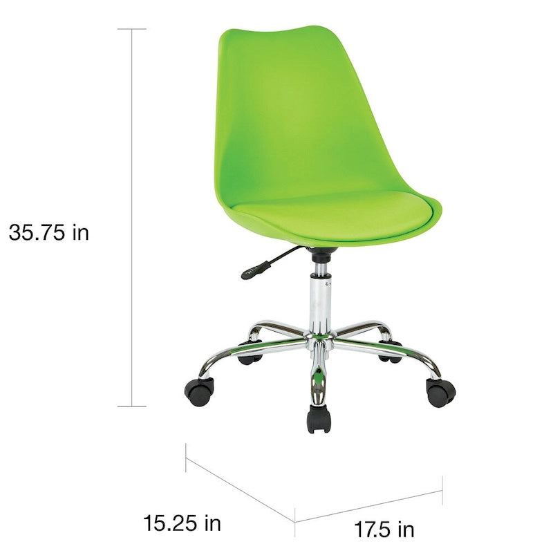 Swivel Office Chair with Fabric Seat – Single, Green / Teal / Red / White / Purple