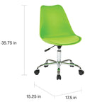 Swivel Office Chair with Fabric Seat – Single, Green / Teal / Red / White / Purple