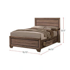Washed Taupe Wood Grain Bed with Storage Drawers – Queen / King / Cal King