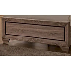Washed Taupe Wood Grain Bed with Storage Drawers – Queen / King / Cal King