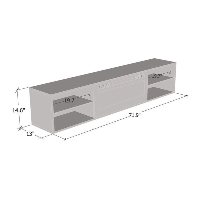 White / Black 72" Wall-Mounted Electric Fireplace TV Stand, 2-Door, Fits Up to 80" TV