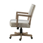 Linen / Navy / Grey Mid-Back Swivel Height-Adjustable Task Chair with Nailhead Trim, Single