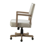 Linen / Navy / Grey Mid-Back Swivel Height-Adjustable Task Chair with Nailhead Trim, Single