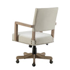 Linen / Navy / Grey Mid-Back Swivel Height-Adjustable Task Chair with Nailhead Trim, Single