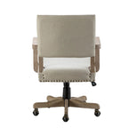 Linen / Navy / Grey Mid-Back Swivel Height-Adjustable Task Chair with Nailhead Trim, Single
