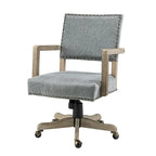 Linen / Navy / Grey Mid-Back Swivel Height-Adjustable Task Chair with Nailhead Trim, Single