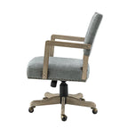 Linen / Navy / Grey Mid-Back Swivel Height-Adjustable Task Chair with Nailhead Trim, Single