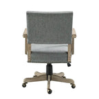 Linen / Navy / Grey Mid-Back Swivel Height-Adjustable Task Chair with Nailhead Trim, Single