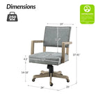 Linen / Navy / Grey Mid-Back Swivel Height-Adjustable Task Chair with Nailhead Trim, Single