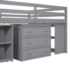 Espresso Full Size Loft Bed with Retractable Desk, 3 Drawers & Storage Stairs – 1 Person