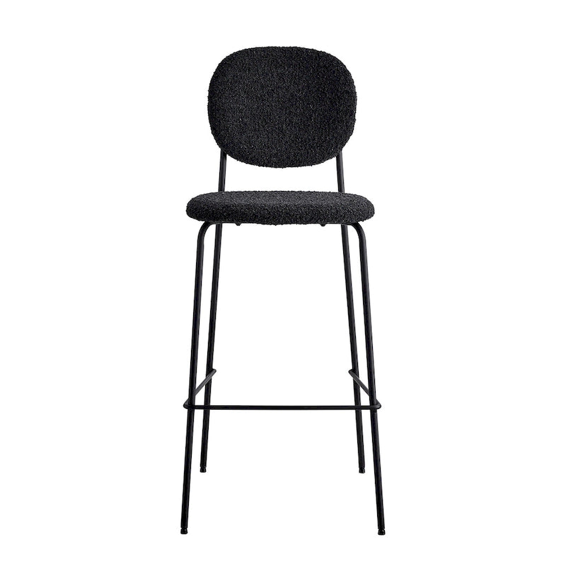 White / Black Boucle Bar & Counter Height Stools, Set of 2
