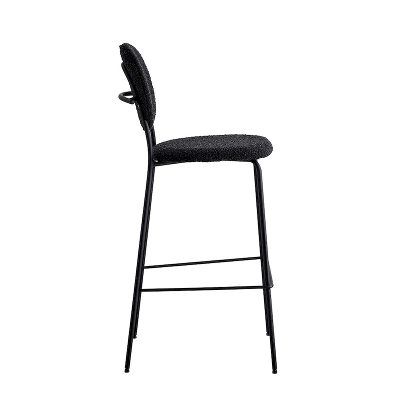 White / Black Boucle Bar & Counter Height Stools, Set of 2