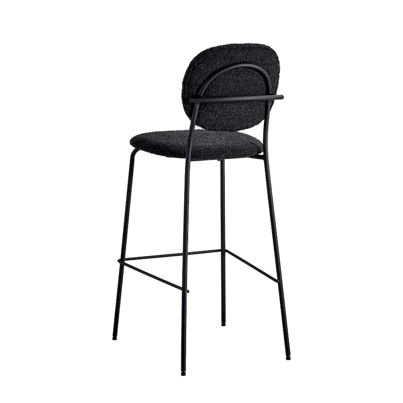 White / Black Boucle Bar & Counter Height Stools, Set of 2