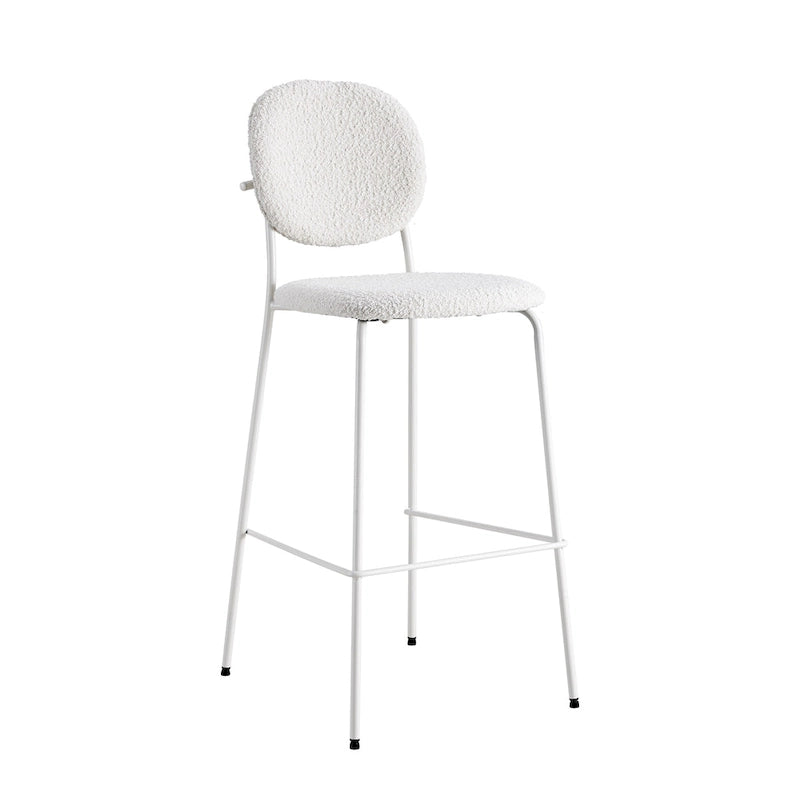 White / Black Boucle Bar & Counter Height Stools, Set of 2