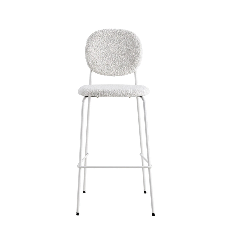 White / Black Boucle Bar & Counter Height Stools, Set of 2