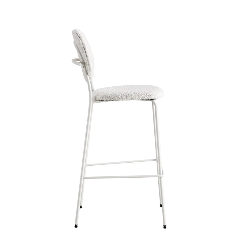 White / Black Boucle Bar & Counter Height Stools, Set of 2