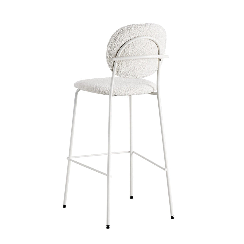 White / Black Boucle Bar & Counter Height Stools, Set of 2
