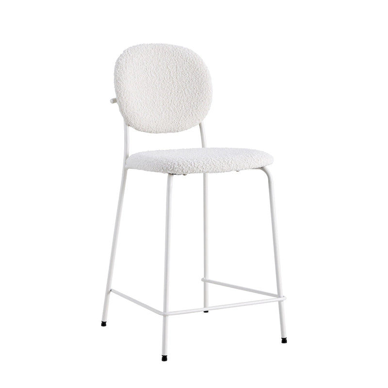 White / Black Boucle Bar & Counter Height Stools, Set of 2