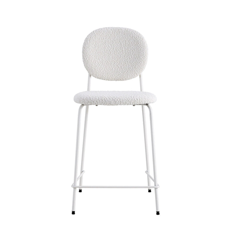 White / Black Boucle Bar & Counter Height Stools, Set of 2