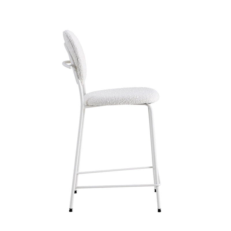 White / Black Boucle Bar & Counter Height Stools, Set of 2