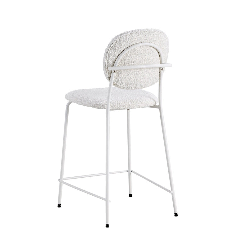 White / Black Boucle Bar & Counter Height Stools, Set of 2