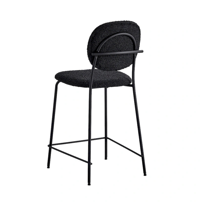 White / Black Boucle Bar & Counter Height Stools, Set of 2