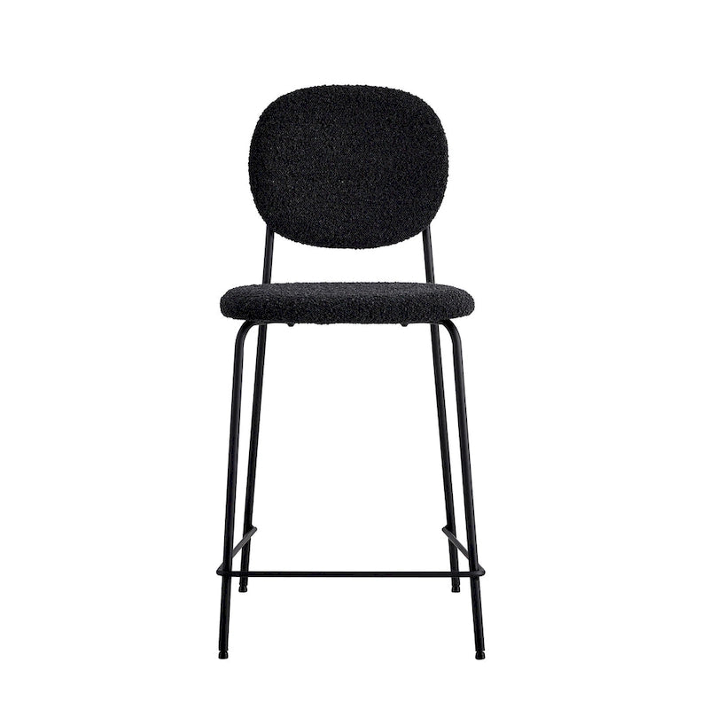 White / Black Boucle Bar & Counter Height Stools, Set of 2