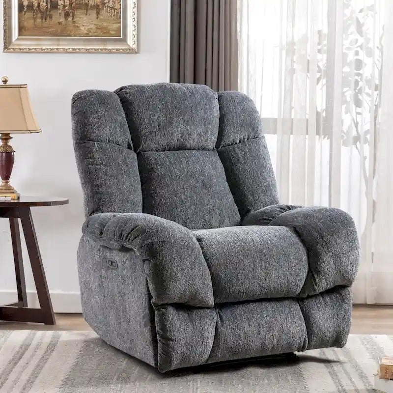 Orange / Smoke Grey / Brown Power Recliner Chair, Single Seat