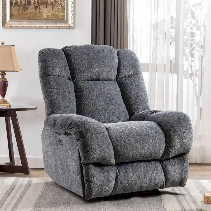 Orange / Smoke Grey / Brown Power Recliner Chair, Single Seat