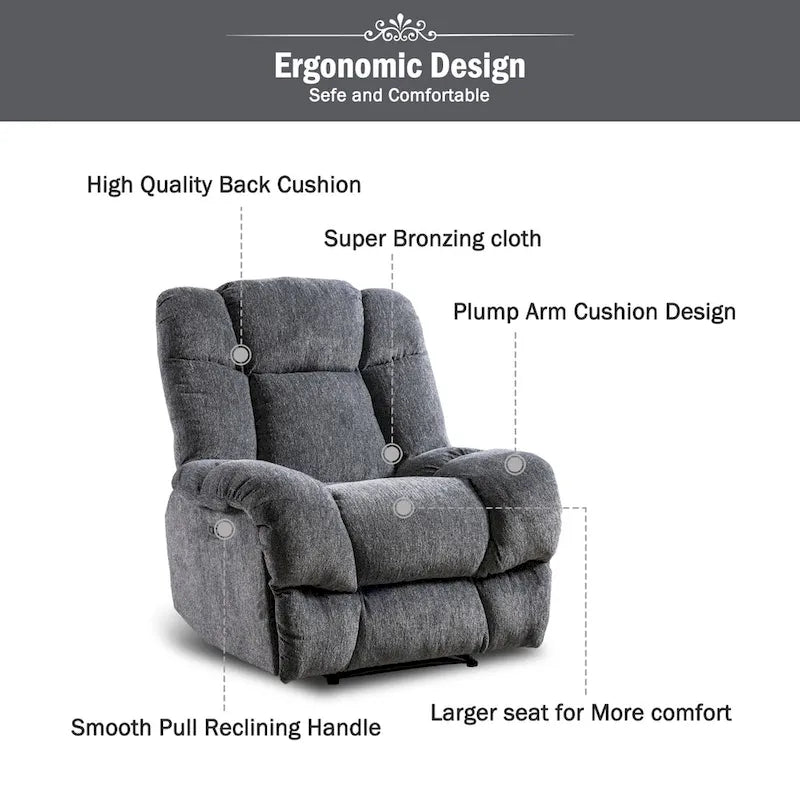 Orange / Smoke Grey / Brown Power Recliner Chair, Single Seat