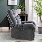 Orange / Smoke Grey / Brown Power Recliner Chair, Single Seat