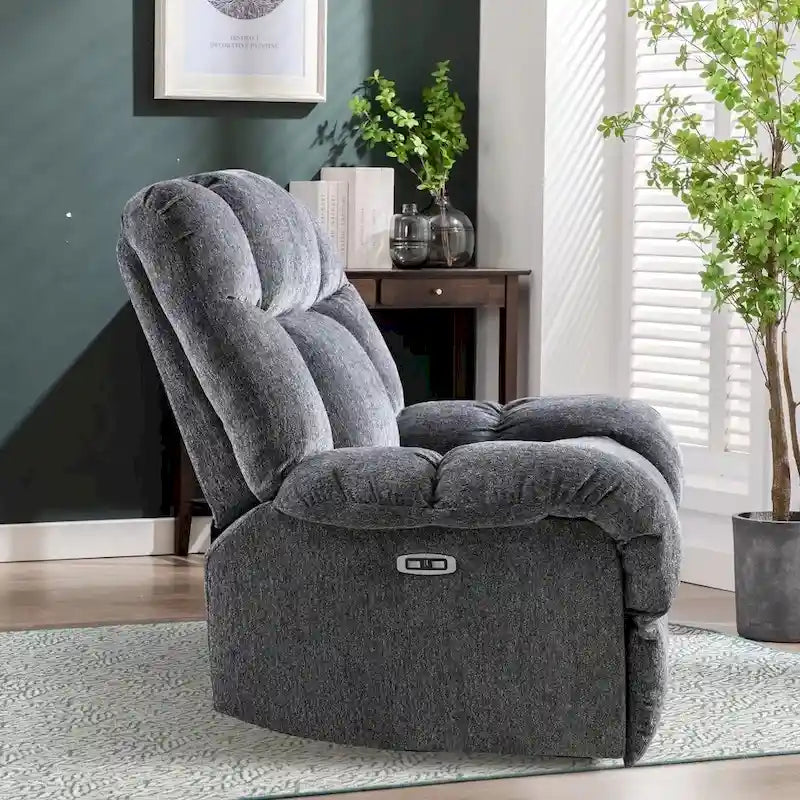 Orange / Smoke Grey / Brown Power Recliner Chair, Single Seat