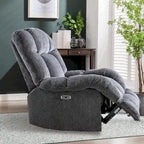 Orange / Smoke Grey / Brown Power Recliner Chair, Single Seat