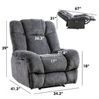 Orange / Smoke Grey / Brown Power Recliner Chair, Single Seat