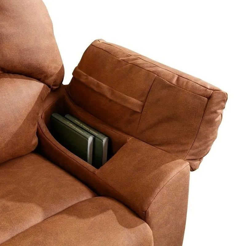 Orange / Smoke Grey / Brown Power Recliner Chair, Single Seat