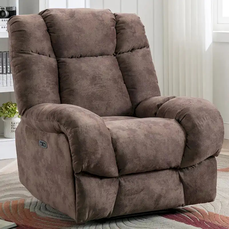 Orange / Smoke Grey / Brown Power Recliner Chair, Single Seat