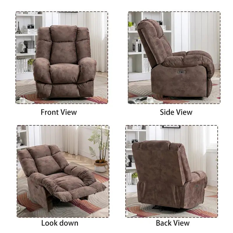 Orange / Smoke Grey / Brown Power Recliner Chair, Single Seat