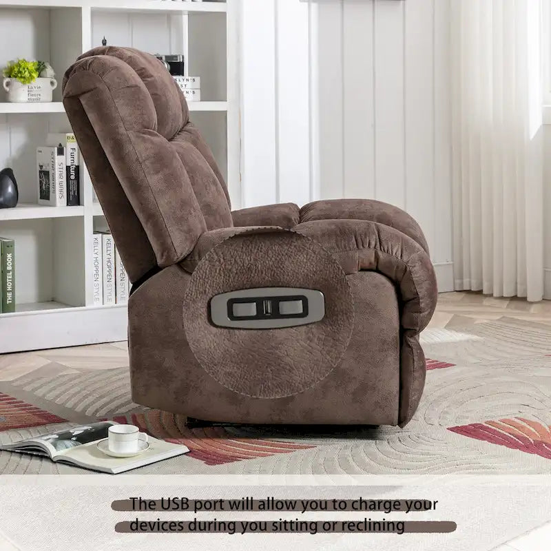Orange / Smoke Grey / Brown Power Recliner Chair, Single Seat