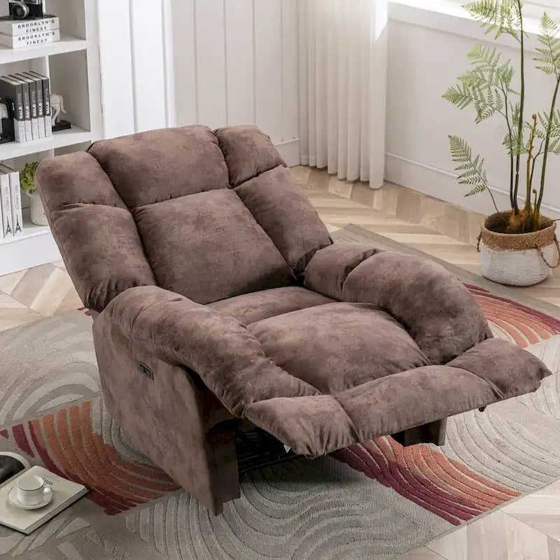 Orange / Smoke Grey / Brown Power Recliner Chair, Single Seat
