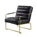 Black / Gold PU Leather Accent Arm Chair, Single Seat