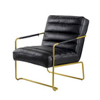 Black / Gold PU Leather Accent Arm Chair, Single Seat